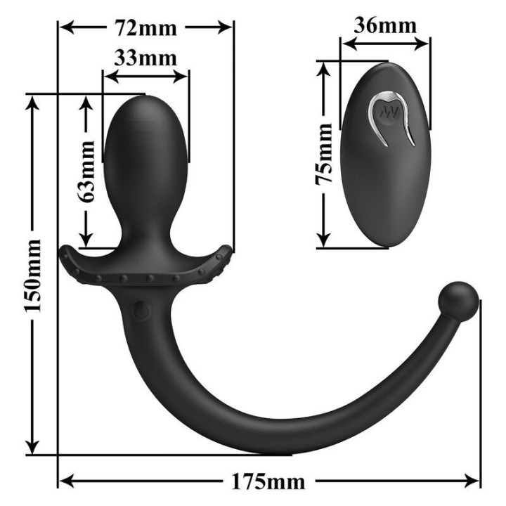 MR PLAY - VIBRADOR ANAL E PERÍNEO COM CONTROLE REMOTO SEM FIO. PRETO