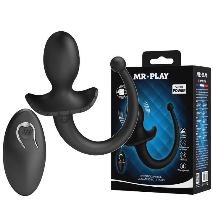 MR PLAY - VIBRADOR ANAL E PERÍNEO COM CONTROLE REMOTO SEM FIO. PRETO