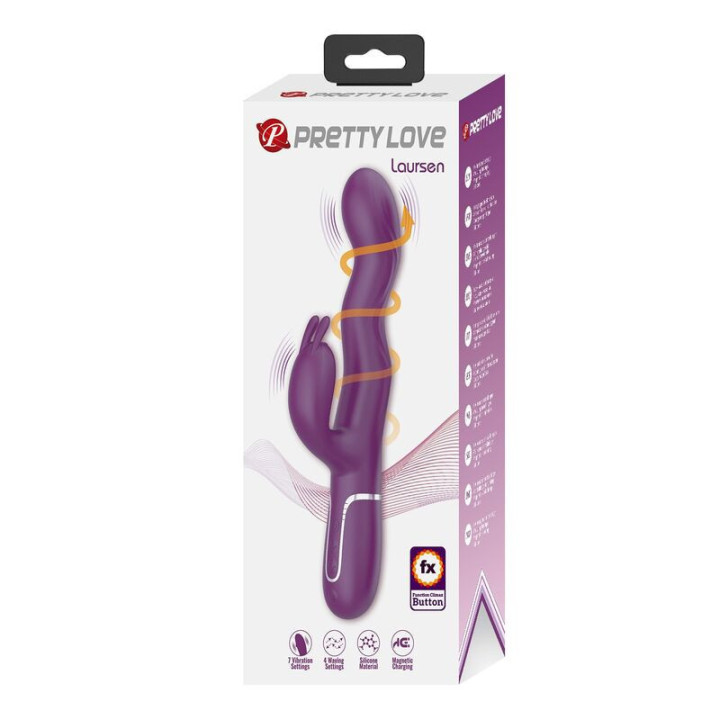 PRETTY LOVE - VIBRADOR LOURSEN RABBIT COM MOVIMENTO DE IMPULSO E 7 VIBRAÇÕES. RECARREGÁVEL VIA USB. ROXO