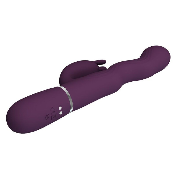 PRETTY LOVE - VIBRADOR LOURSEN RABBIT COM MOVIMENTO DE IMPULSO E 7 VIBRAÇÕES. RECARREGÁVEL VIA USB. ROXO