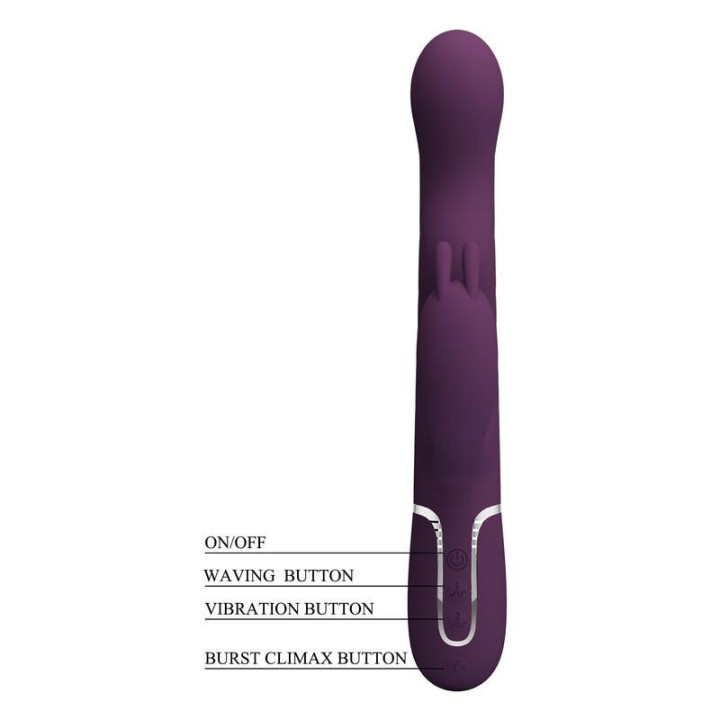 PRETTY LOVE - VIBRADOR LOURSEN RABBIT COM MOVIMENTO DE IMPULSO E 7 VIBRAÇÕES. RECARREGÁVEL VIA USB. ROXO