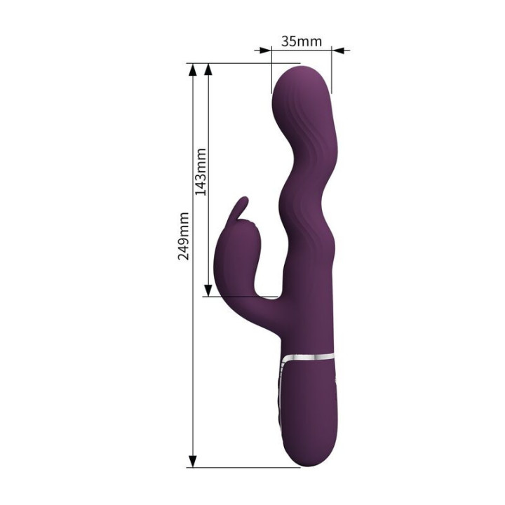 PRETTY LOVE - VIBRADOR LOURSEN RABBIT COM MOVIMENTO DE IMPULSO E 7 VIBRAÇÕES. RECARREGÁVEL VIA USB. ROXO