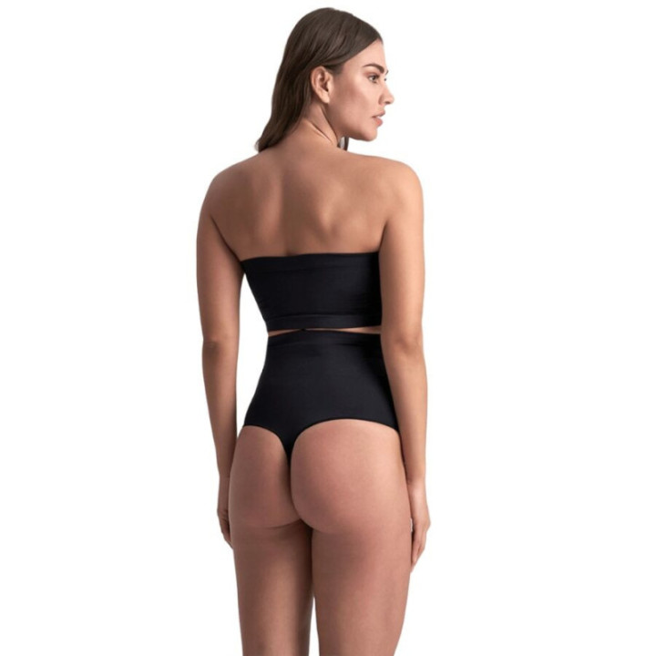 BYE-BRA - TANGA DE TALLE ALTO SIN COSTURAS NEGRO TALLA XL