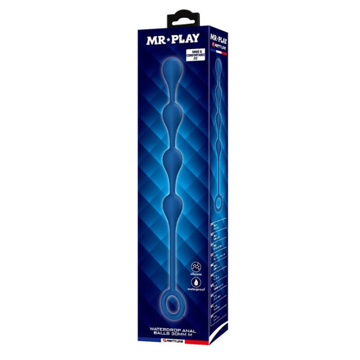 MR PLAY - BOLINHAS ANAL DE SILICONE AZUIS TAMANHO M 33 CM