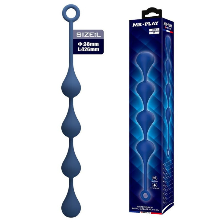 MR PLAY - BOLINHAS ANAL DE SILICONE AZUIS TAMANHO G 42.6 CM