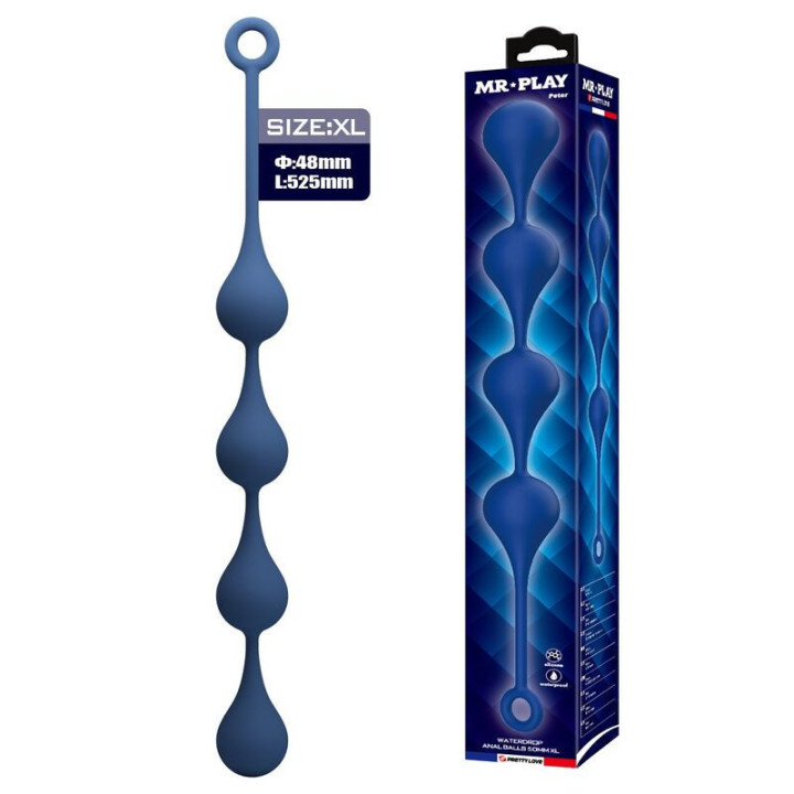 MR PLAY - BOLINHAS ANAL DE SILICONE AZUIS TAMANHO XL 52.5 CM