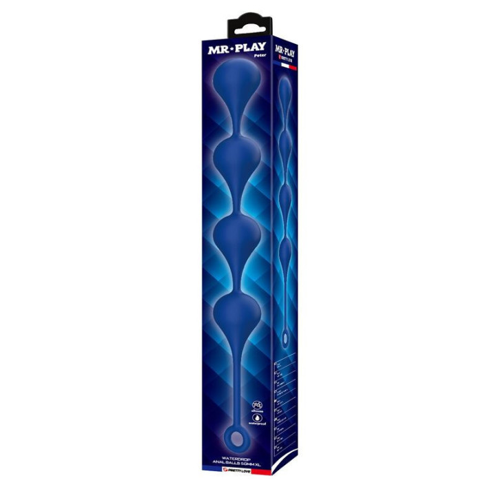 MR PLAY - BOLINHAS ANAL DE SILICONE AZUIS TAMANHO XL 52.5 CM