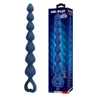 MR PLAY - BOLINHAS ANAL DE SILICONE AZUIS E PLUG ANAL 26.7 CM