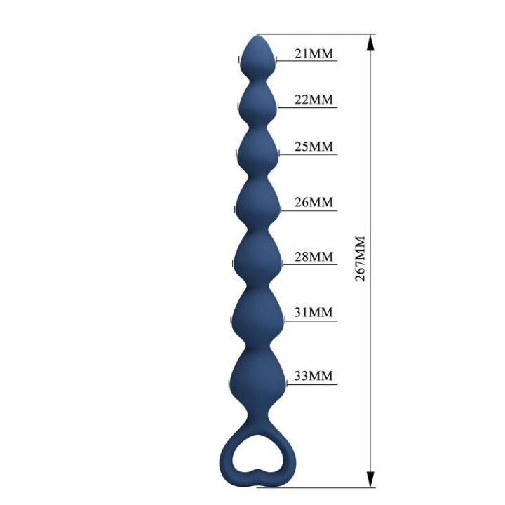 MR PLAY - BOLINHAS ANAL DE SILICONE AZUIS E PLUG ANAL 26.7 CM