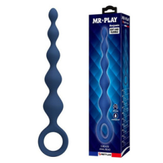 MR PLAY - BOLINHAS ANAL DE SILICONE AZUIS E PLUG ANAL 20.4 CM