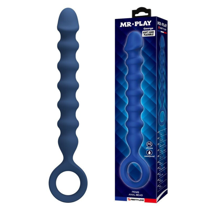 MR PLAY - BOLINHAS ANAL DE SILICONE AZUIS E PLUG ANAL - Ø - 3.4 CM - 28.5 CM