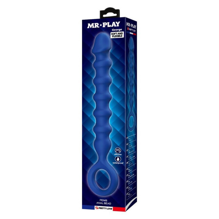 MR PLAY - BOLINHAS ANAL DE SILICONE AZUIS E PLUG ANAL - Ø - 3.4 CM - 28.5 CM