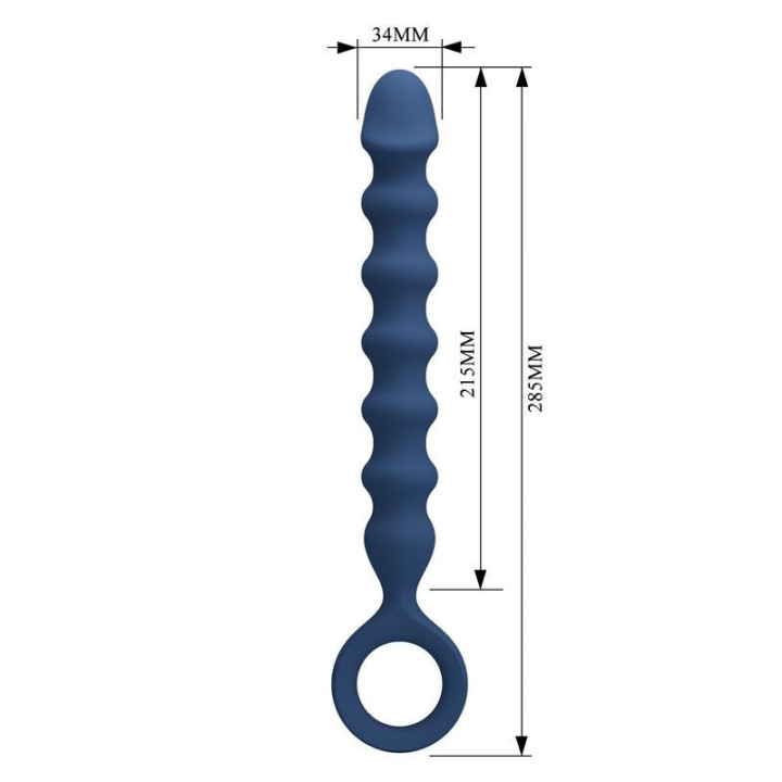 MR PLAY - BOLINHAS ANAL DE SILICONE AZUIS E PLUG ANAL - Ø - 3.4 CM - 28.5 CM