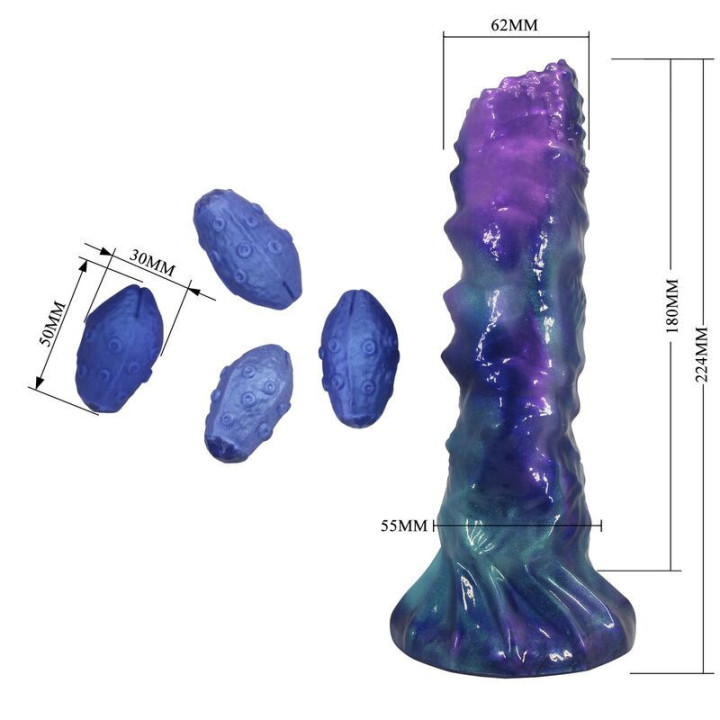 POWER MONSTERS - DUSKWALKER SENTINEL TRICOLOR DILDO DE SILICONE INFLÁVEL FANTASIA 23 CM Ø 5 CM