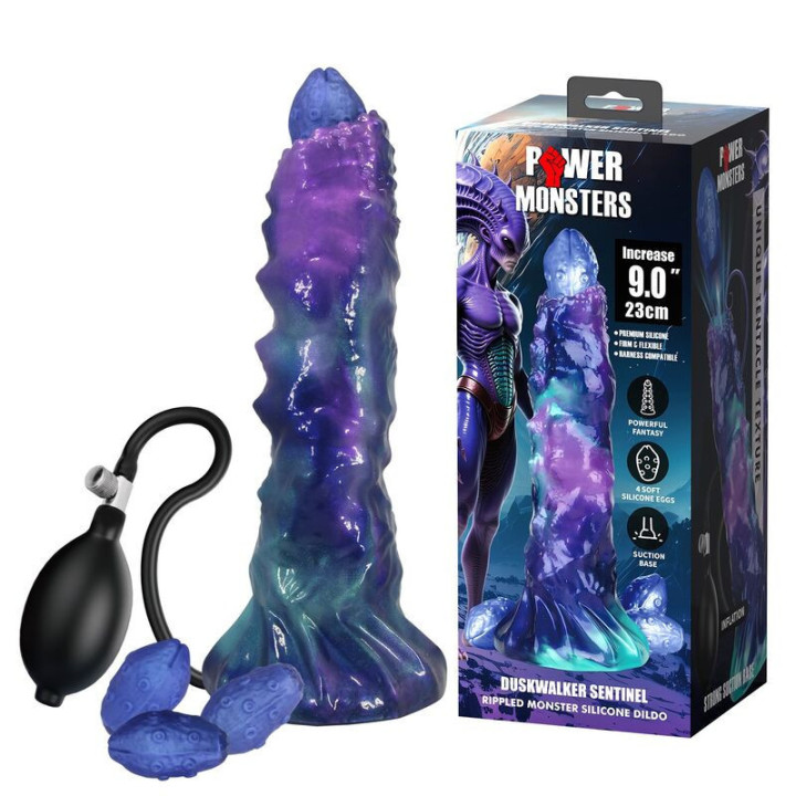 POWER MONSTERS - DUSKWALKER SENTINEL TRICOLOR DILDO DE SILICONE INFLÁVEL FANTASIA 23 CM Ø 5 CM