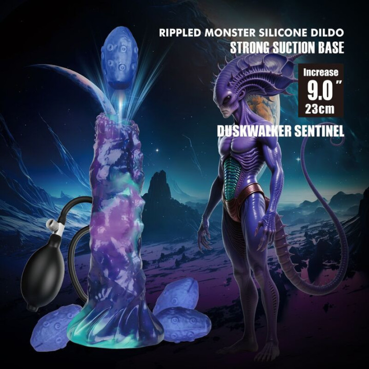 POWER MONSTERS - DUSKWALKER SENTINEL TRICOLOR DILDO DE SILICONE INFLÁVEL FANTASIA 23 CM Ø 5 CM