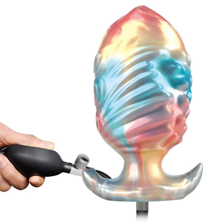 POWER MONSTERS - PLUG ANAL INFLÁVEL FANTASIA TRICOLOR LEVIATHAN DE ÉBANO 18 CM