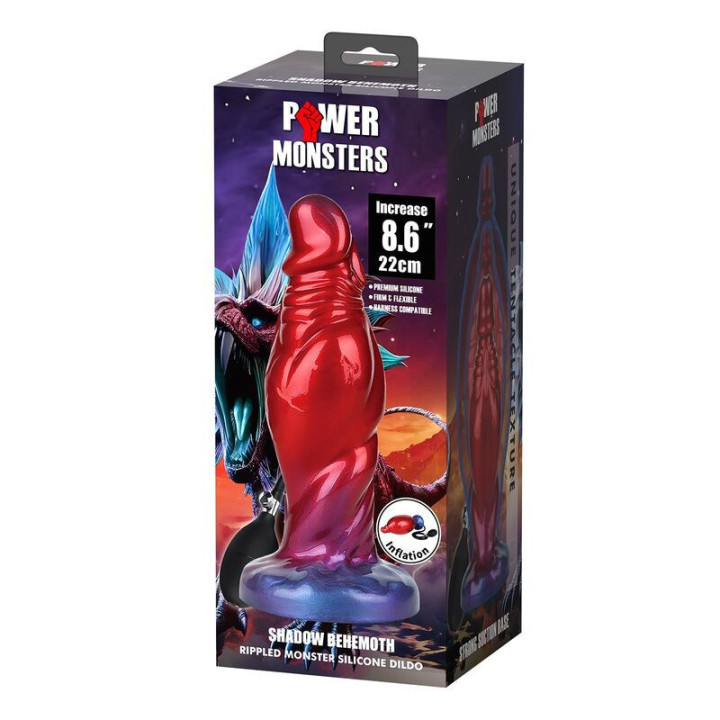 POWER MONSTERS - SHADOW BEHEMOTH BICOLOR DILDO DE SILICONE FANTASIA 22 CM Ø 5 CM