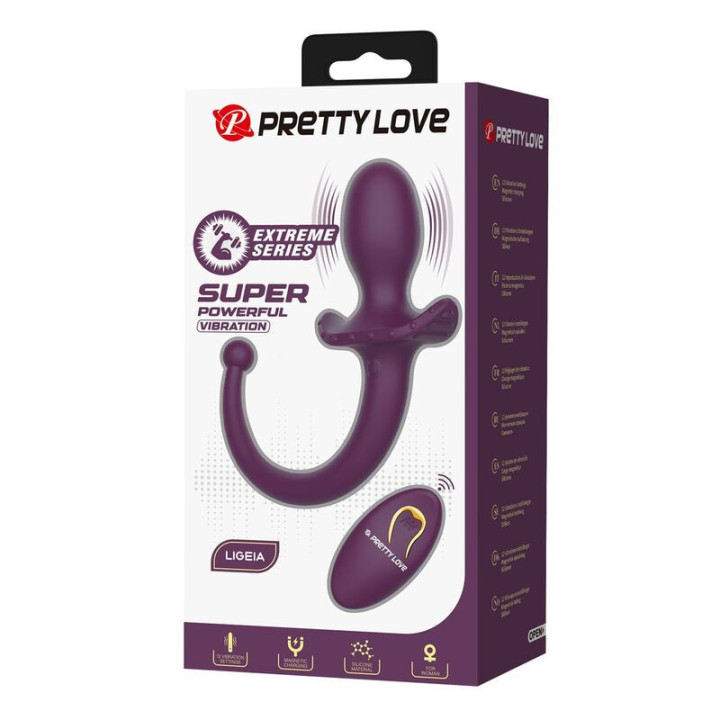 PRETTY LOVE - LIOEA PLUG ANAL VIBRATÓRIO COM RABO 12 FUNÇÕES ROXO COM CONTROLE REMOTO
