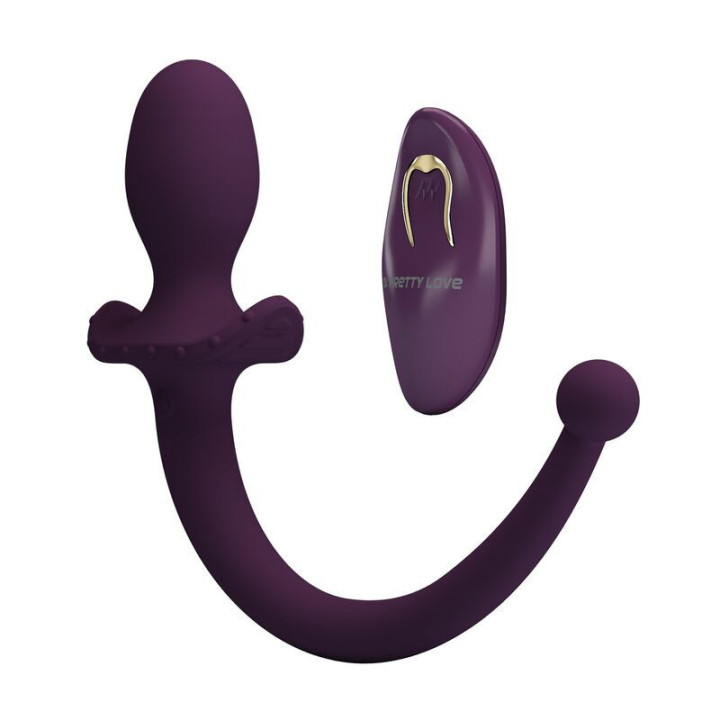 PRETTY LOVE - LIOEA PLUG ANAL VIBRATÓRIO COM RABO 12 FUNÇÕES ROXO COM CONTROLE REMOTO