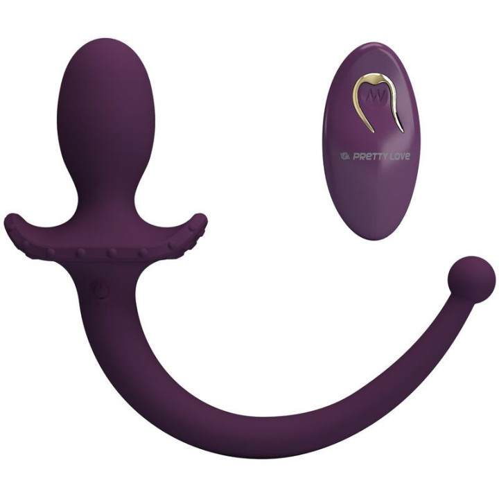 PRETTY LOVE - LIOEA PLUG ANAL VIBRATÓRIO COM RABO 12 FUNÇÕES ROXO COM CONTROLE REMOTO
