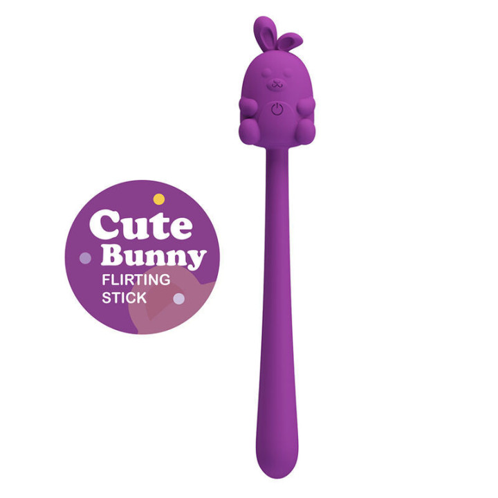 PRETTY LOVE - BASTÃO VIBRADOR FLEXÍVEL COM COELHINHO FOFO. RECARREGÁVEL VIA USB. ROXO