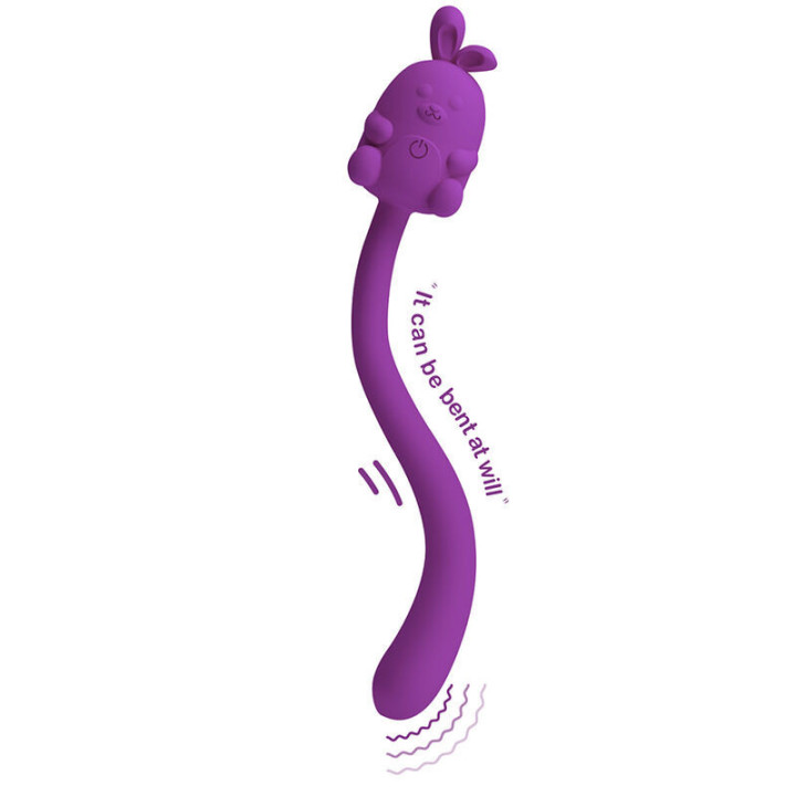 PRETTY LOVE - BASTÃO VIBRADOR FLEXÍVEL COM COELHINHO FOFO. RECARREGÁVEL VIA USB. ROXO