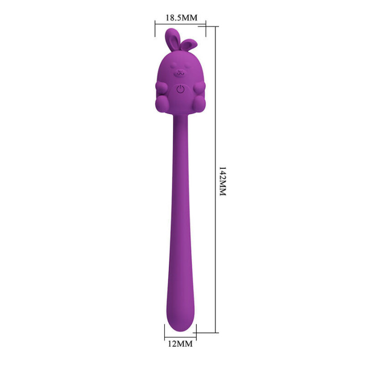 PRETTY LOVE - BASTÃO VIBRADOR FLEXÍVEL COM COELHINHO FOFO. RECARREGÁVEL VIA USB. ROXO
