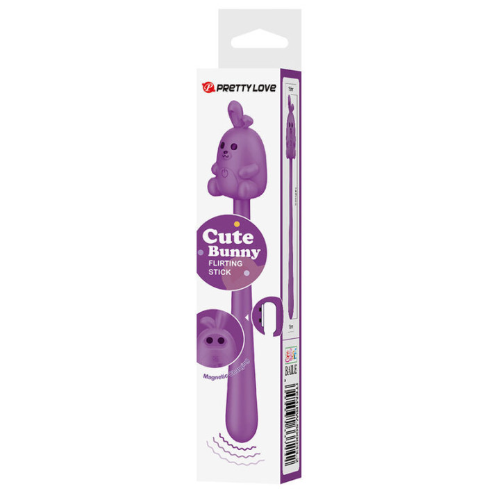 PRETTY LOVE - BASTÃO VIBRADOR FLEXÍVEL COM COELHINHO FOFO. RECARREGÁVEL VIA USB. ROXO
