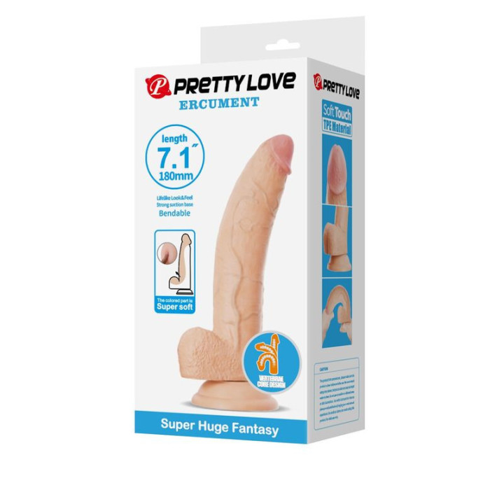 PRETTY LOVE - ELLCUMENT DILDO FLEXÍVEL REALISTA 18 CM Ø 4.5 CM TPE NATURAL