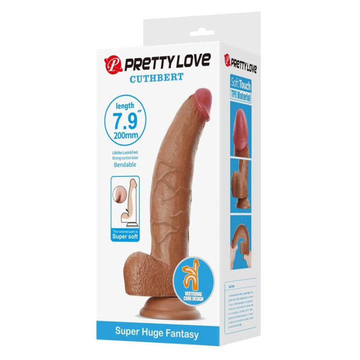 PRETTY LOVE - CUTHBERT DILDO FLEXÍVEL REALISTA 20 CM Ø 5 CM TPE MARROM