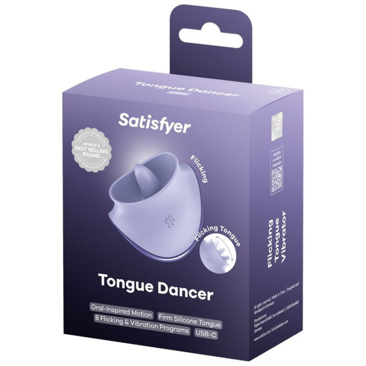SATISFYER - TONGUE DANCER ESTIMULADOR CLITORIANO COM VIBRAÇÃO E PULSAÇÕES LILÁS