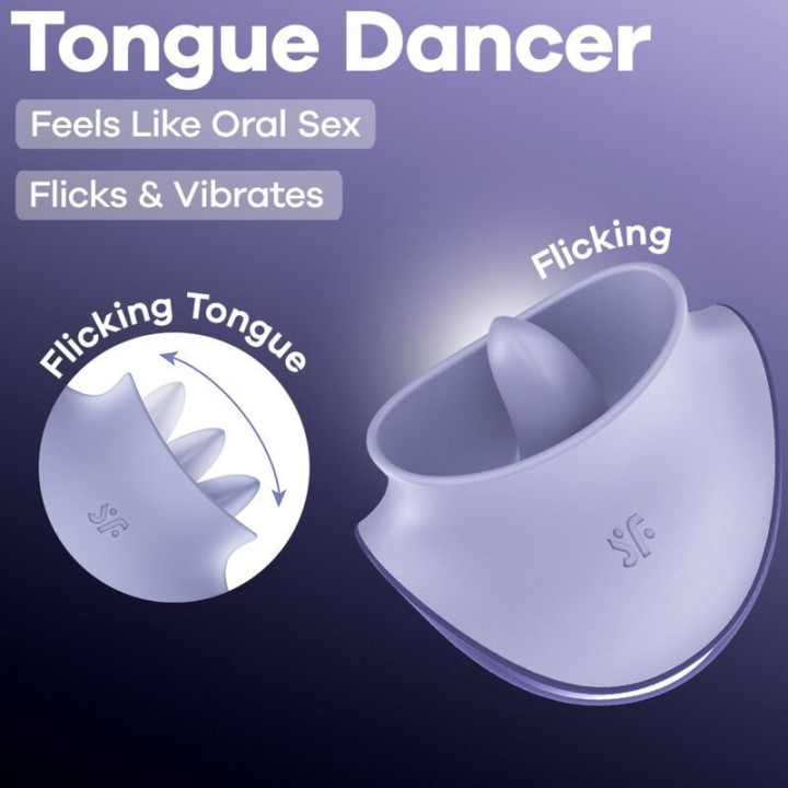 SATISFYER - TONGUE DANCER ESTIMULADOR CLITORIANO COM VIBRAÇÃO E PULSAÇÕES LILÁS