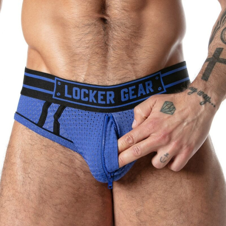 LOCKER GEAR - CUECA SHOW DE MALHA ESPORTIVA AZUL TAMANHO XL