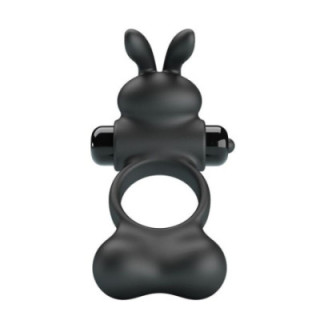 PRETTY LOVE - ANEL PENIANO VIBRATÓRIO COM ESTIMULADOR DE COELHINHO. 10 FUNÇÕES. PRETO