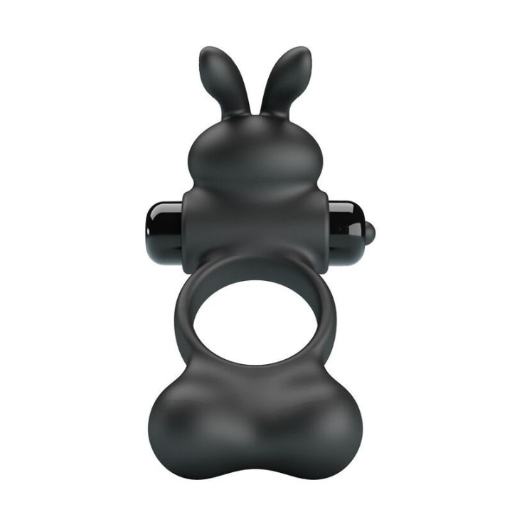 PRETTY LOVE - ANEL PENIANO VIBRATÓRIO COM ESTIMULADOR DE COELHINHO. 10 FUNÇÕES. PRETO