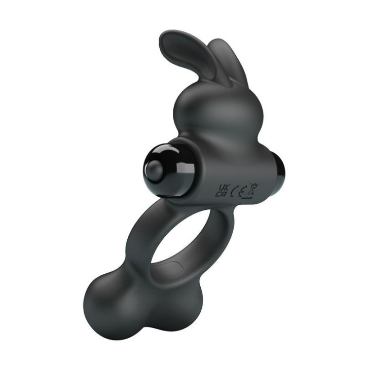 PRETTY LOVE - ANEL PENIANO VIBRATÓRIO COM ESTIMULADOR DE COELHINHO. 10 FUNÇÕES. PRETO
