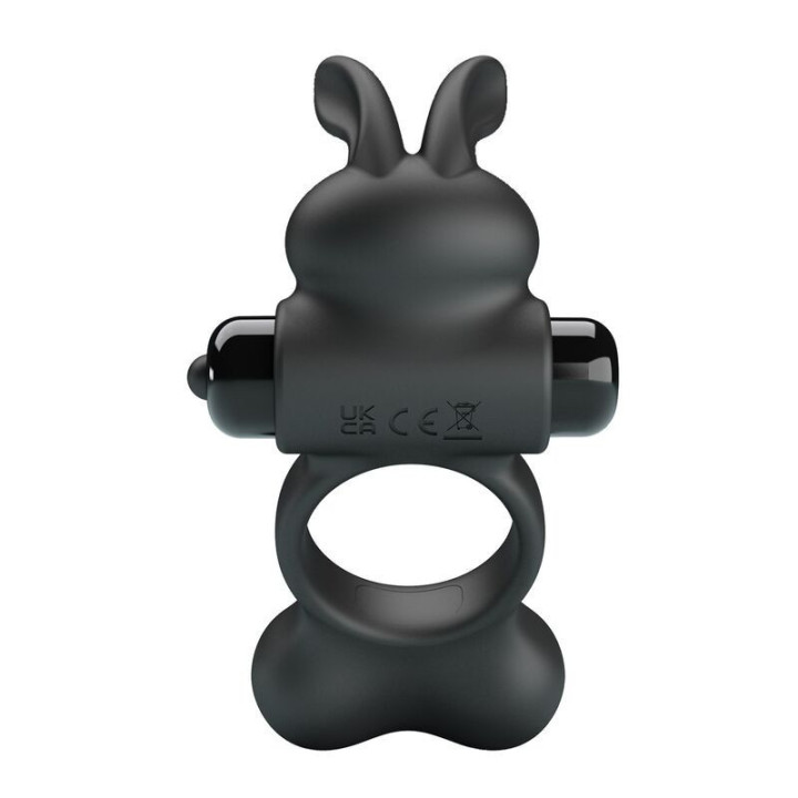 PRETTY LOVE - ANEL PENIANO VIBRATÓRIO COM ESTIMULADOR DE COELHINHO. 10 FUNÇÕES. PRETO
