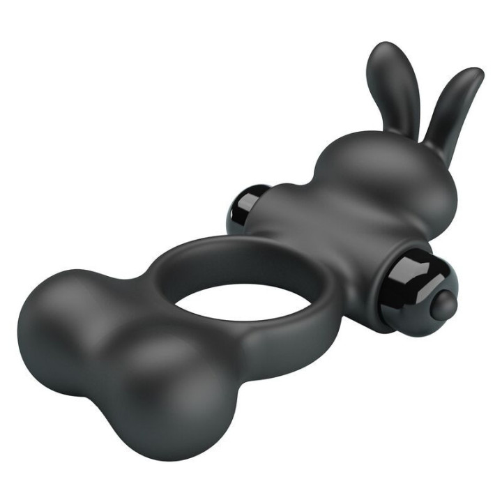 PRETTY LOVE - ANEL PENIANO VIBRATÓRIO COM ESTIMULADOR DE COELHINHO. 10 FUNÇÕES. PRETO