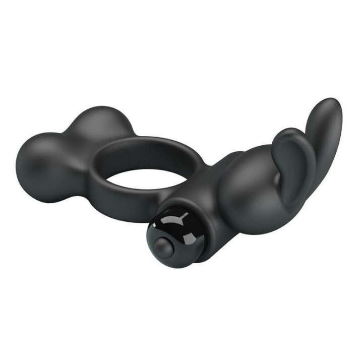 PRETTY LOVE - ANEL PENIANO VIBRATÓRIO COM ESTIMULADOR DE COELHINHO. 10 FUNÇÕES. PRETO