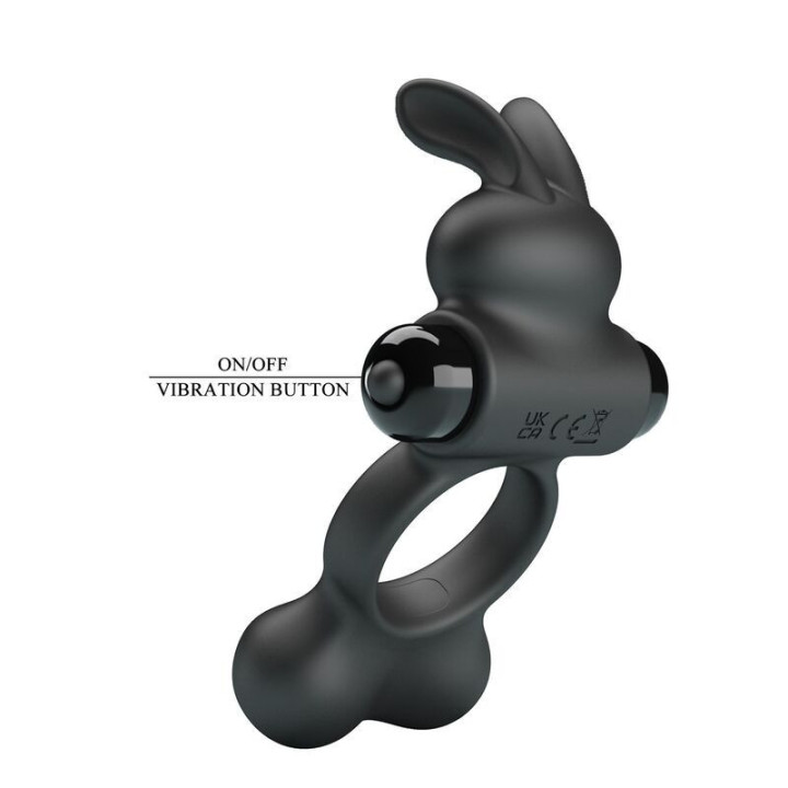 PRETTY LOVE - ANEL PENIANO VIBRATÓRIO COM ESTIMULADOR DE COELHINHO. 10 FUNÇÕES. PRETO