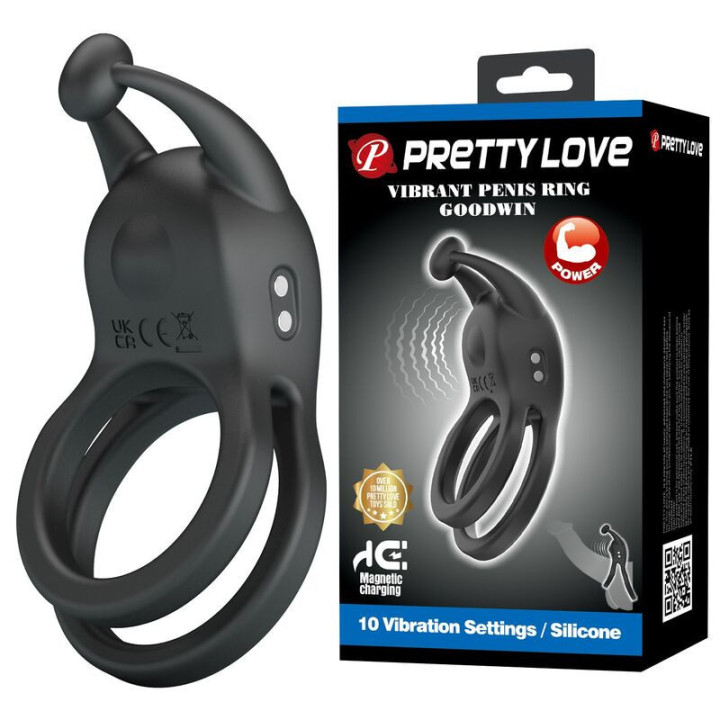 PRETTY LOVE - ANEL PENIANO VIBRATÓRIO DUPLO RECARREGÁVEL GOODWIN PRETO