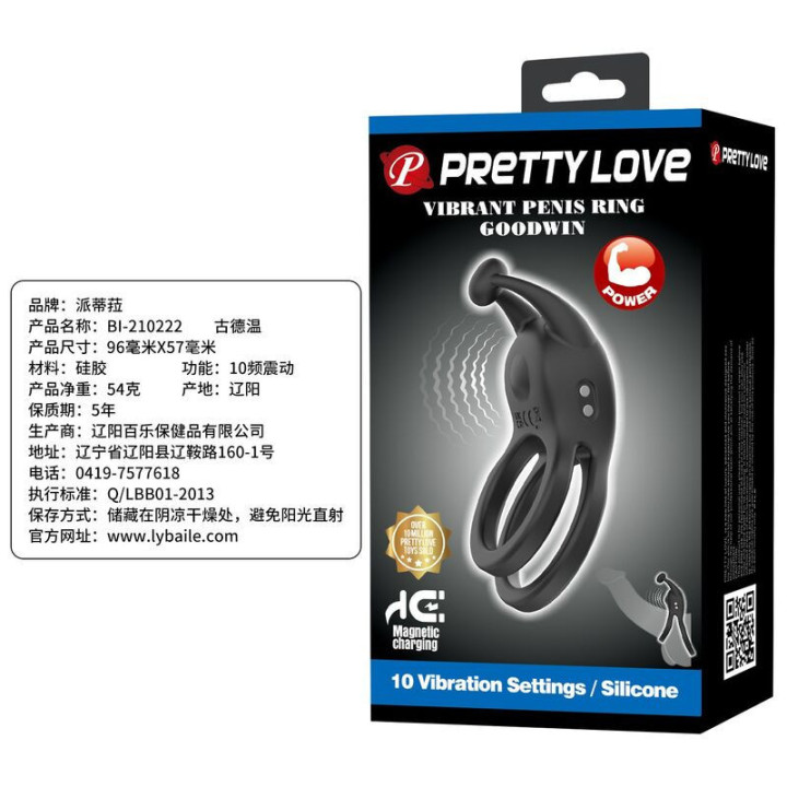 PRETTY LOVE - ANEL PENIANO VIBRATÓRIO DUPLO RECARREGÁVEL GOODWIN PRETO