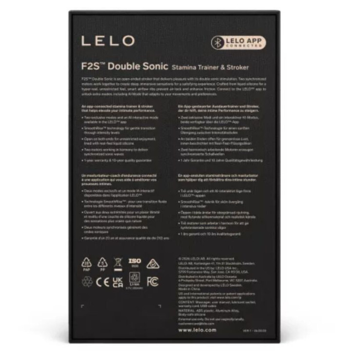 LELO - F2S DUPLO SÔNICO PARA HOMENS COM DUPLA ESTIMULAÇÃO SÔNICA AZUL-PETRÓLEO