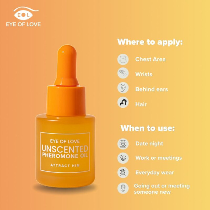 EYE OF LOVE - ÓLEO PERFUMADO COM FEROMÔNIOS PARA MULHERES. SEM FRAGRÂNCIA. 20 ML