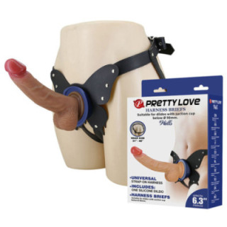 PRETTY LOVE - ARNÊS YETI COM DILDO DE VENTOSA EM FORMATO DE CARNE