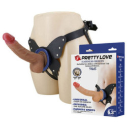 PRETTY LOVE - ARNÊS YETI COM DILDO DE VENTOSA EM FORMATO DE CARNE