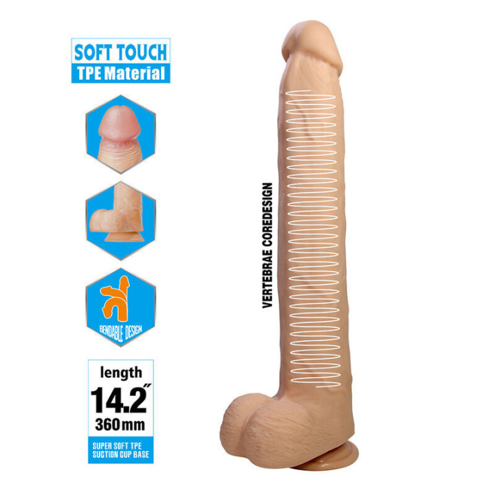 PRETTY LOVE - DANY DILDO FLEXÍVEL REALISTA COM VENTOSA 36 CM -Ø- 5.6 CM
