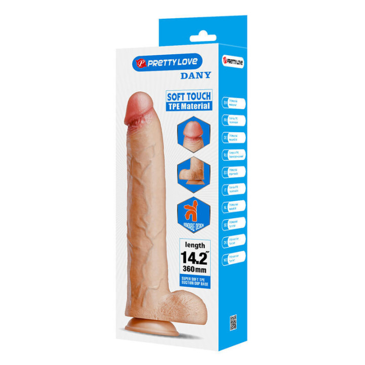 PRETTY LOVE - DANY DILDO FLEXÍVEL REALISTA COM VENTOSA 36 CM -Ø- 5.6 CM