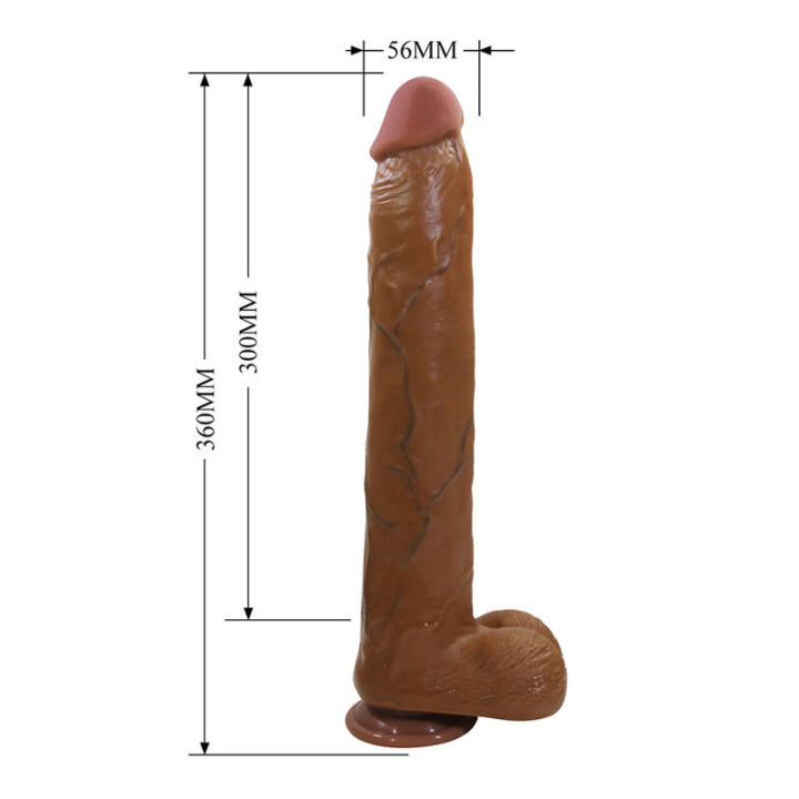 PRETTY LOVE - DANY DILDO FLEXÍVEL REALISTA COM VENTOSA 36 CM -Ø- 5.6 CM MARROM